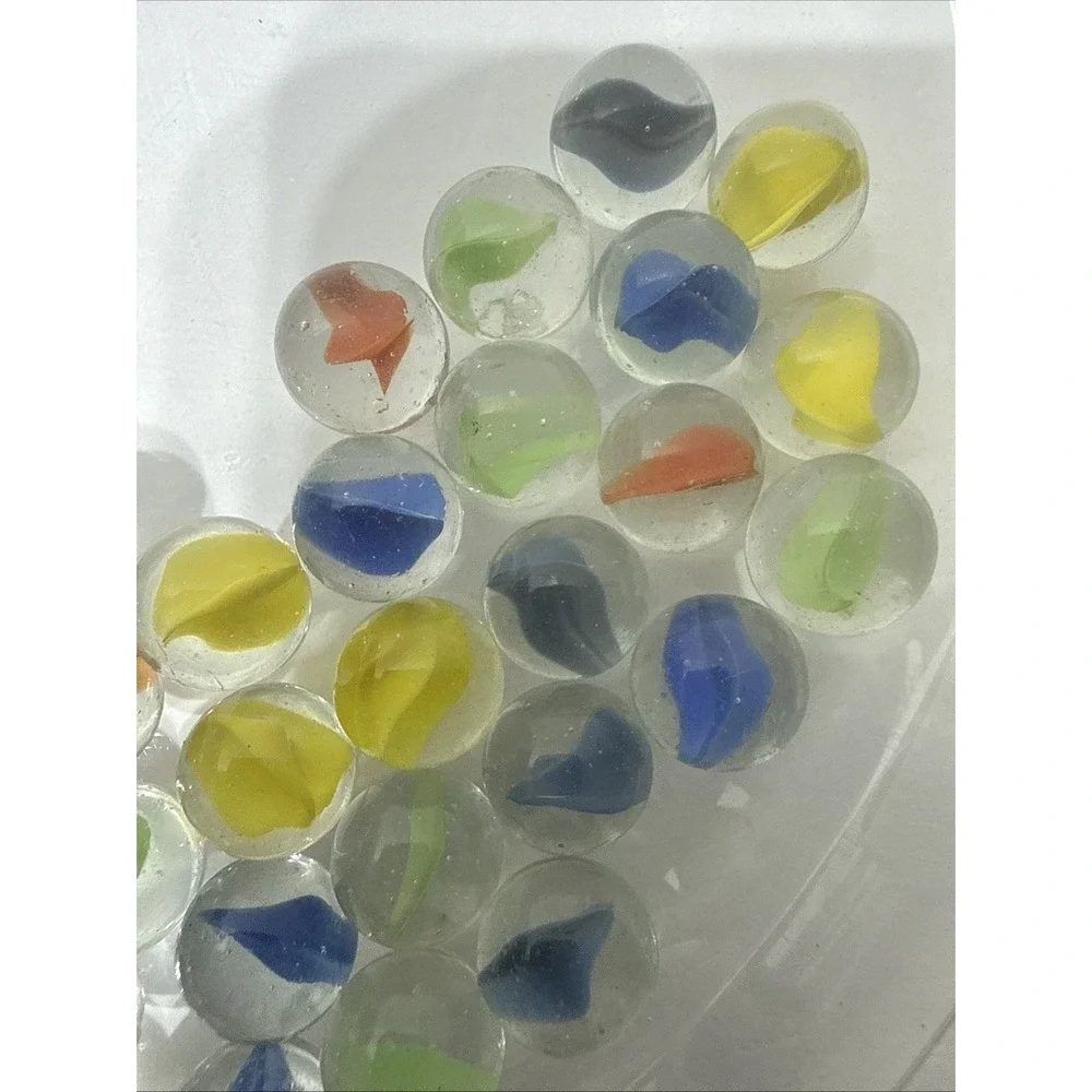 Banana Cats Eye Marble Peewee Mini Marble Mixed LOT of 57 Clear & Multi Colored